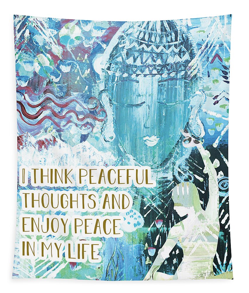 Peace Tapestry featuring the mixed media Enjoy Peace by Claudia Schoen