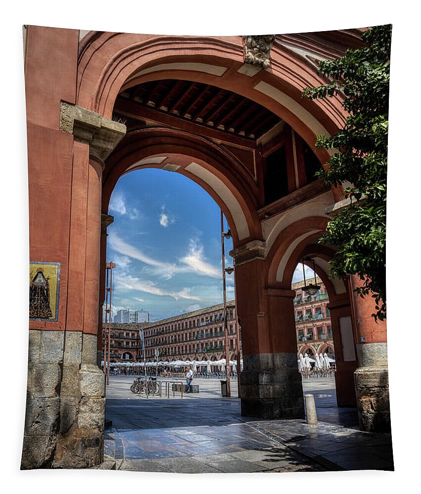Arch Tapestry featuring the photograph Entrance to Plaza de la Corredera by Micah Offman