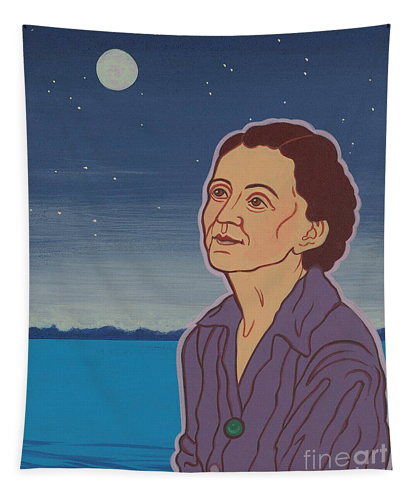 Environmental Prophet Rachel Carson Tapestry featuring the painting Environmental Prophet Rachel Carson -after the artist Hiroshige by William Hart McNichols