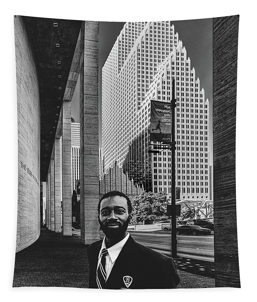 Architecture Tapestry featuring the photograph Environmental Street Portrait - Timothy H. by Mike Schaffner