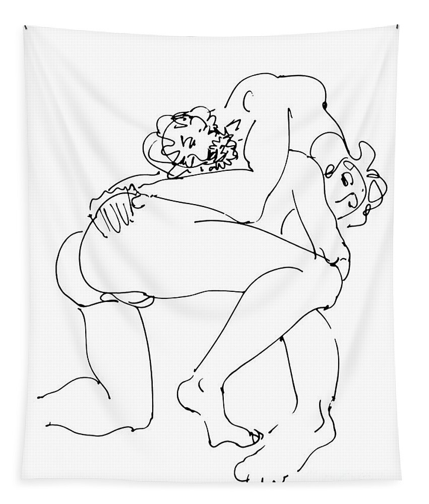 Erotic Renderings Tapestry featuring the drawing Erotic Art Drawings 14sp by Gordon Punt