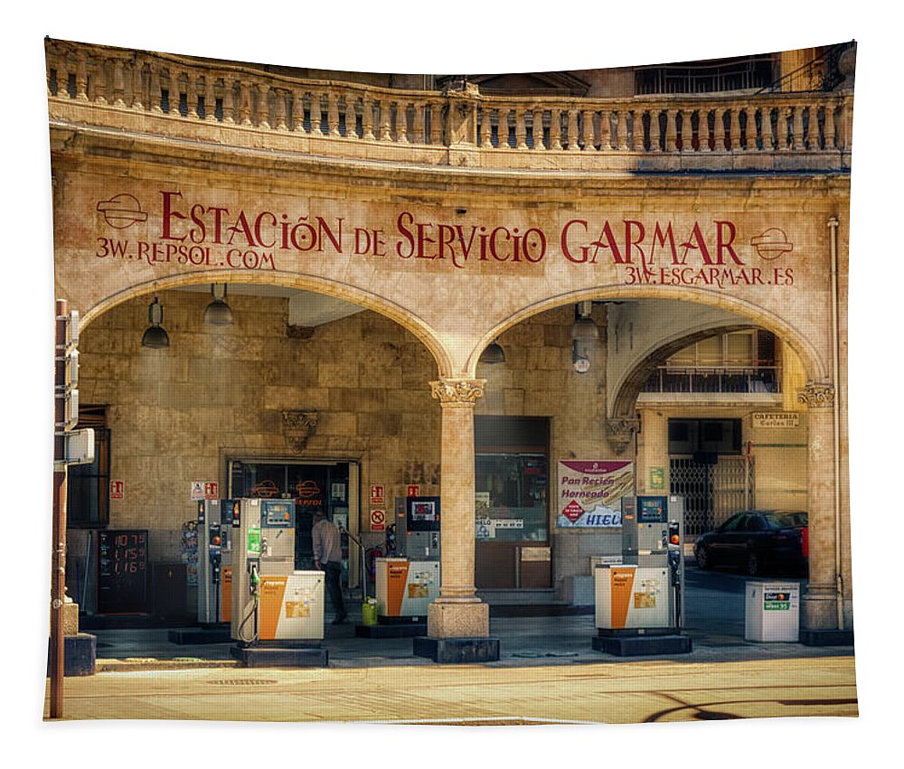 Petrol Station Tapestry featuring the photograph Estacion de Servicio by Micah Offman