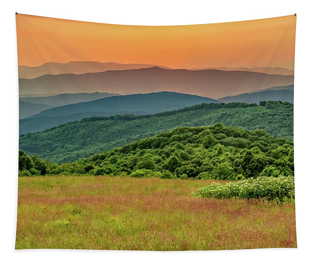 Max Patch Tapestry featuring the photograph Evening at the Summit by Marcy Wielfaert