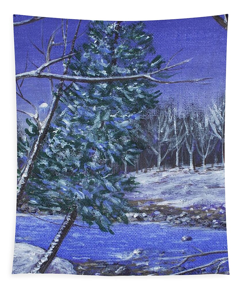 Malakhova Tapestry featuring the painting Evening Forest by Anastasiya Malakhova