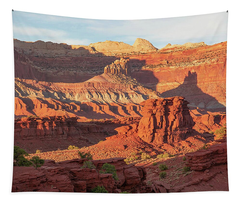 Utah Tapestry featuring the photograph Evening Light on Capitol Reef by Aaron Spong