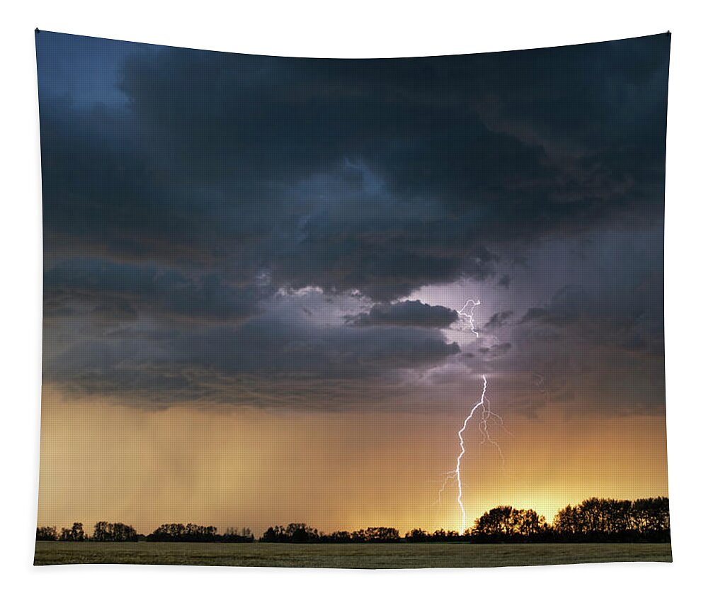 Landscape Tapestry featuring the photograph Evening Lightning by Dan Jurak