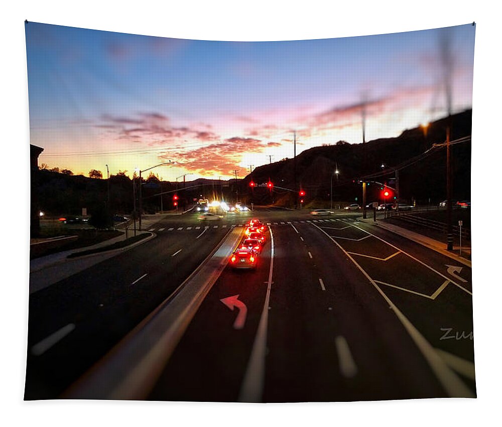 Sunset Tapestry featuring the photograph Evening Traffic by David Zumsteg