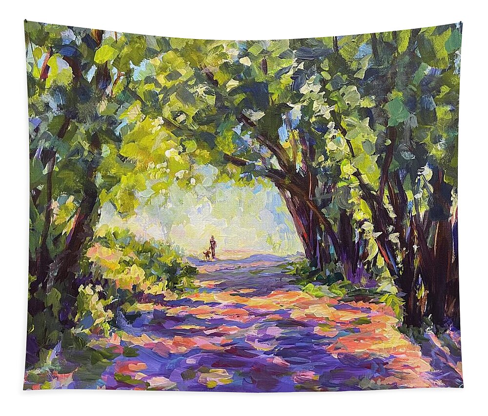 Trees Tapestry featuring the painting Evening Walk by Madeleine Shulman