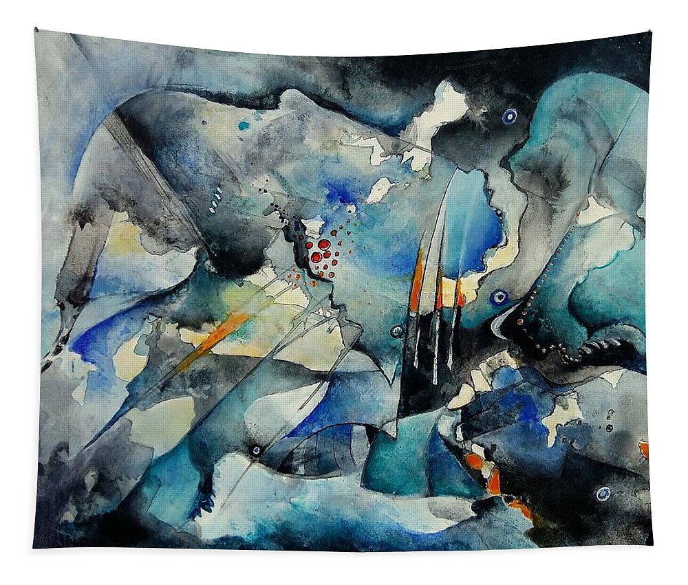 Abstract Watercolor Painting Tapestry featuring the painting Evolving Thoughts And Mood by Wolfgang Schweizer