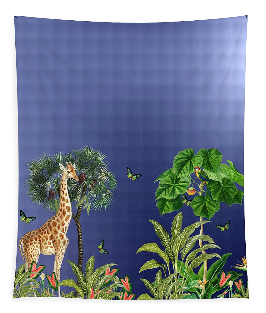 Jungle Tapestry featuring the digital art Exotic And Colorful Jungle Design 2 by Johanna Hurmerinta