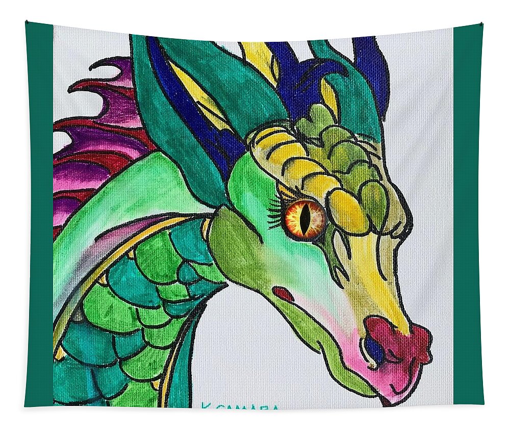 Pets Tapestry featuring the painting Eye of the Dragon by Kathie Camara