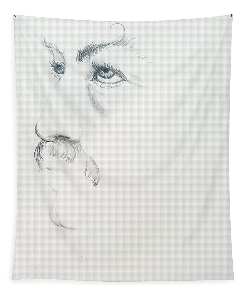 Portrait Tapestry featuring the drawing Eyebrow by Merana Cadorette