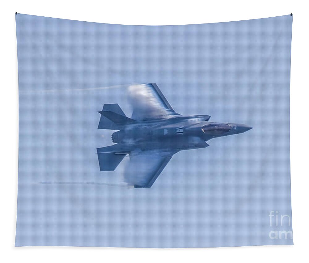 Aircraft Tapestry featuring the photograph F-35 Lightning II Vapor Trail by Jeff at JSJ Photography
