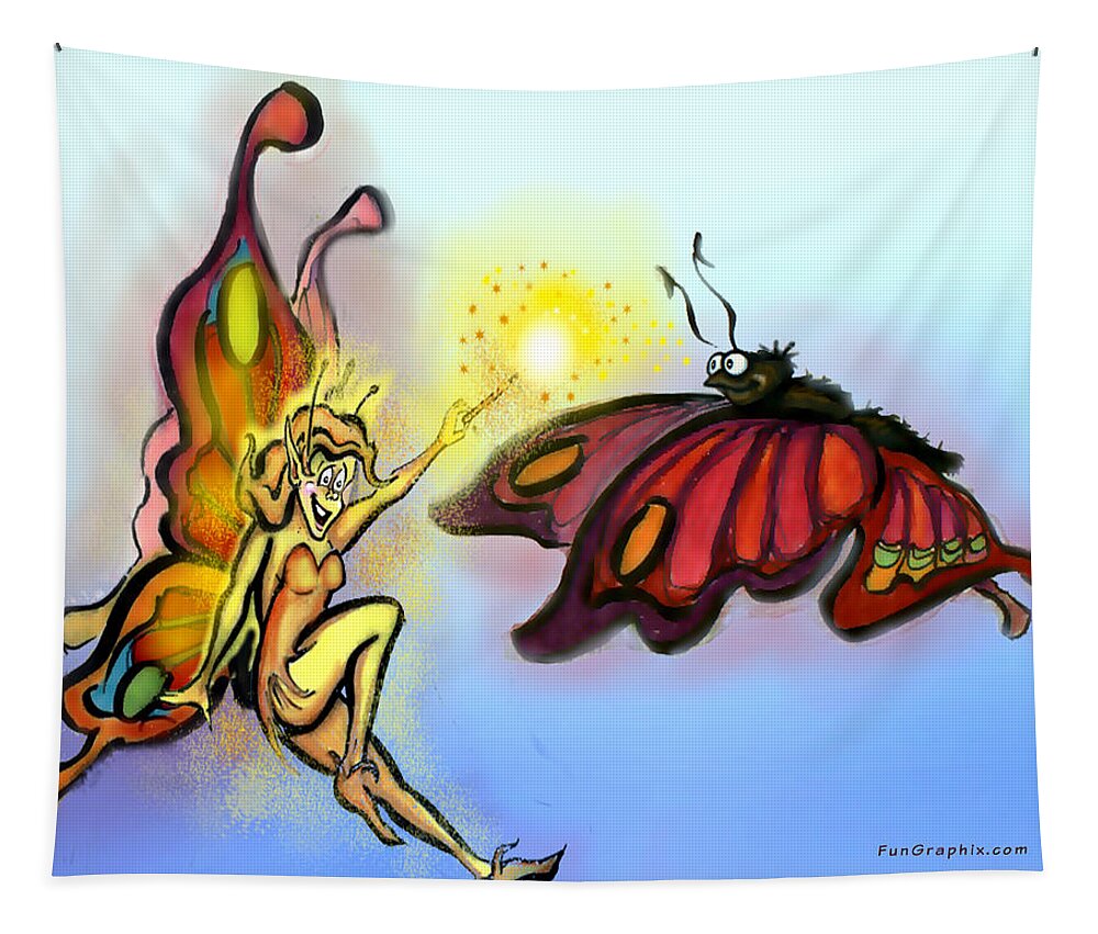 Faerie Tapestry featuring the painting Faerie n Butterfly by Kevin Middleton