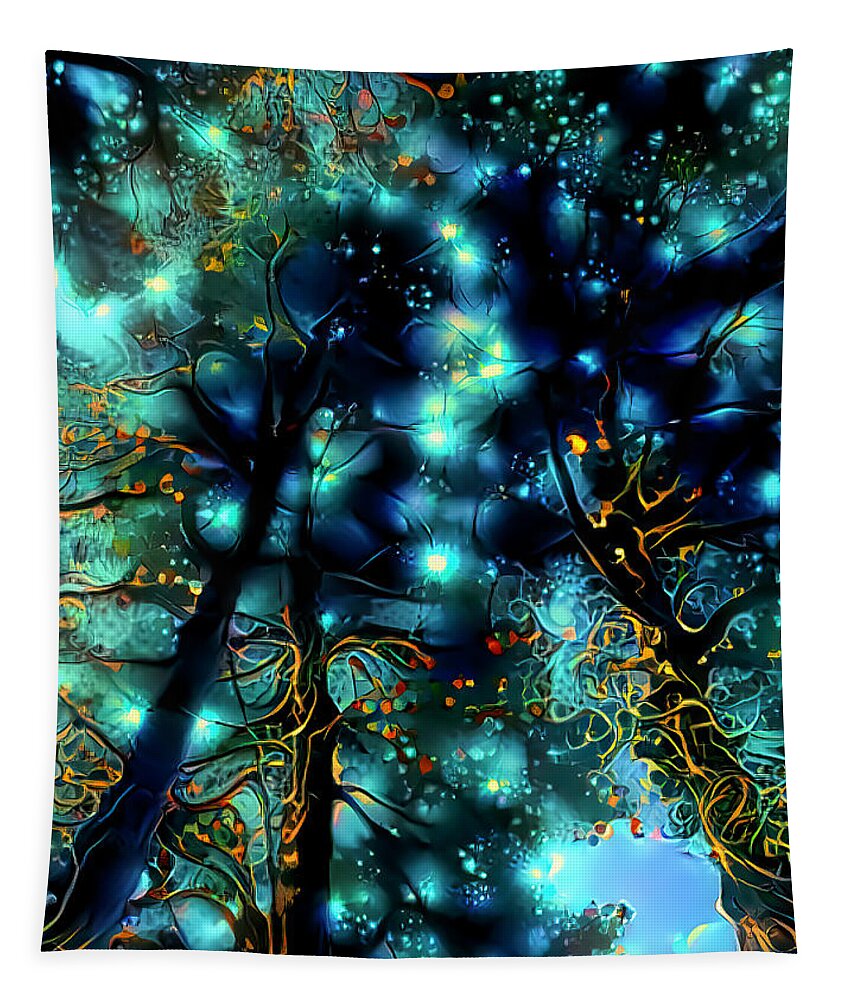 Fairies Tapestry featuring the mixed media Fairies In The Forest by Deborah League