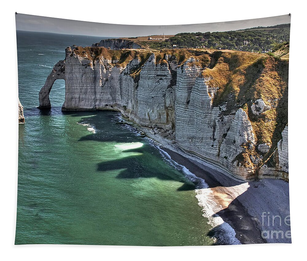 France Tapestry featuring the photograph Falaises d'Etretat - Porte d'Aval and Aiguille de Belval - France by Paolo Signorini