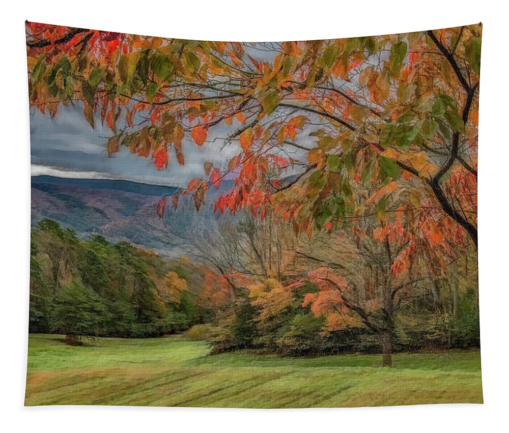 Cades Cove Tapestry featuring the photograph Fall in the Cove, Stylized by Marcy Wielfaert