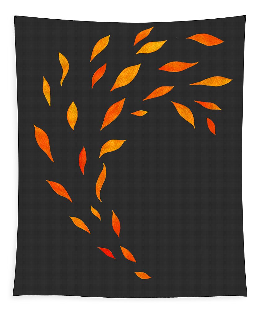 Orange Leaves Tapestry featuring the painting Fall Leaves Organic Splash Watercolor by Irina Sztukowski