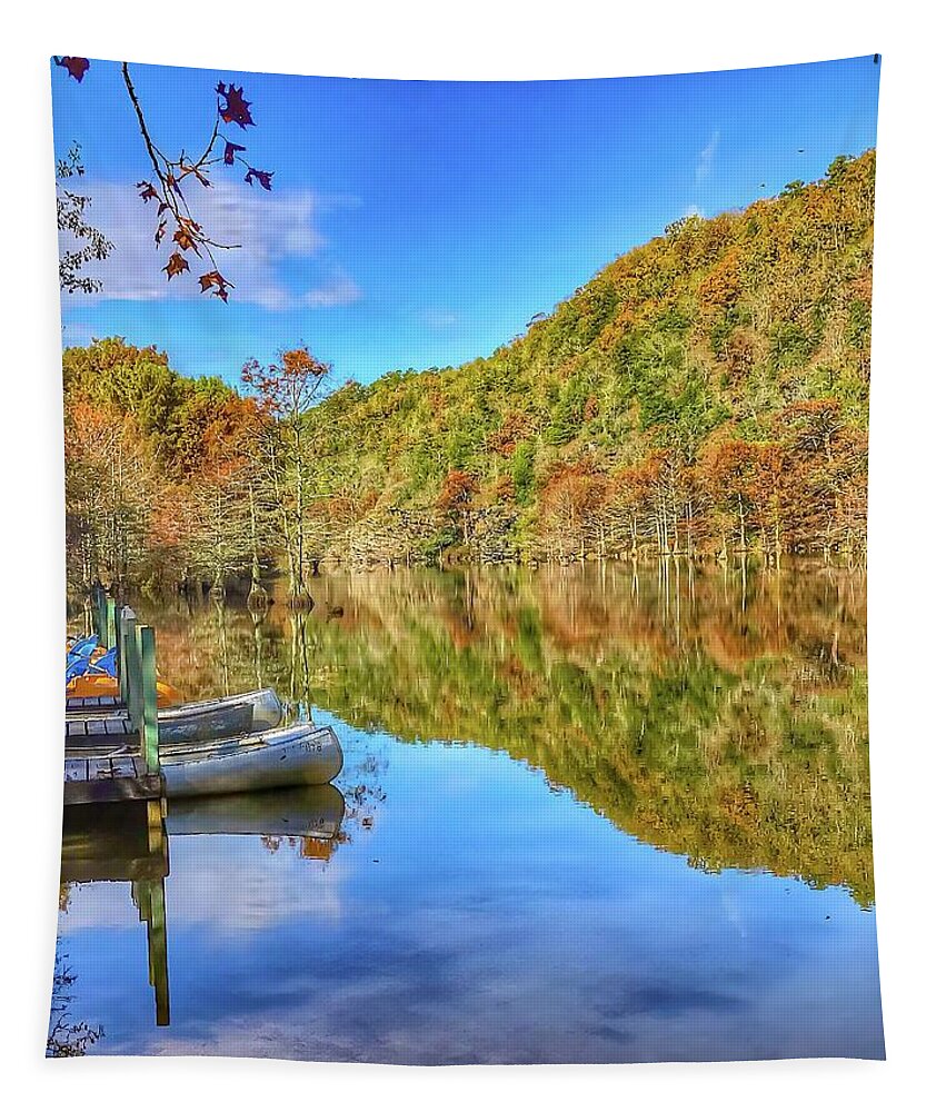 Canoes Tapestry featuring the photograph Fall Reflections by Pam Rendall