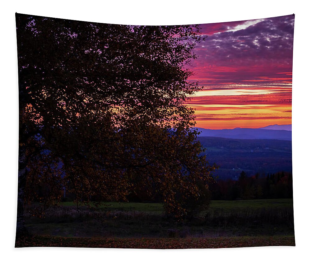 Fall Tapestry featuring the photograph Fall Sunset From Sentinel Rock State Park - Westmore, Vermont by John Rowe
