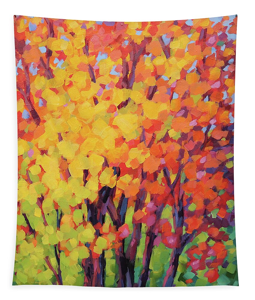 Fall Tapestry featuring the painting Fall Trees by Karen Ilari