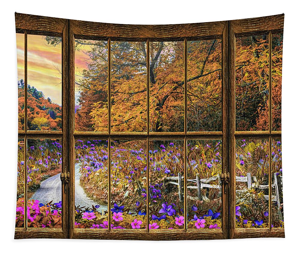 Clouds Tapestry featuring the photograph Fall Window View by Debra and Dave Vanderlaan