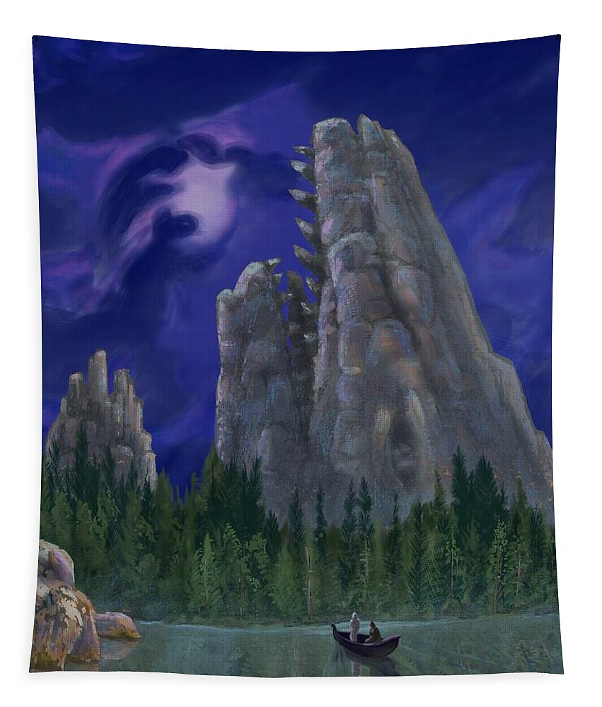 Moon Tapestry featuring the digital art Fallen Giant by Don Morgan