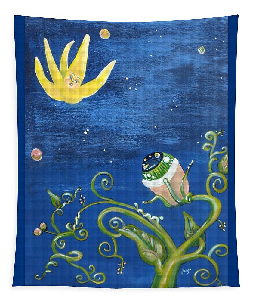 Surreal Tapestry featuring the painting Falling Star and Venus Eyesnap by Vicki Noble