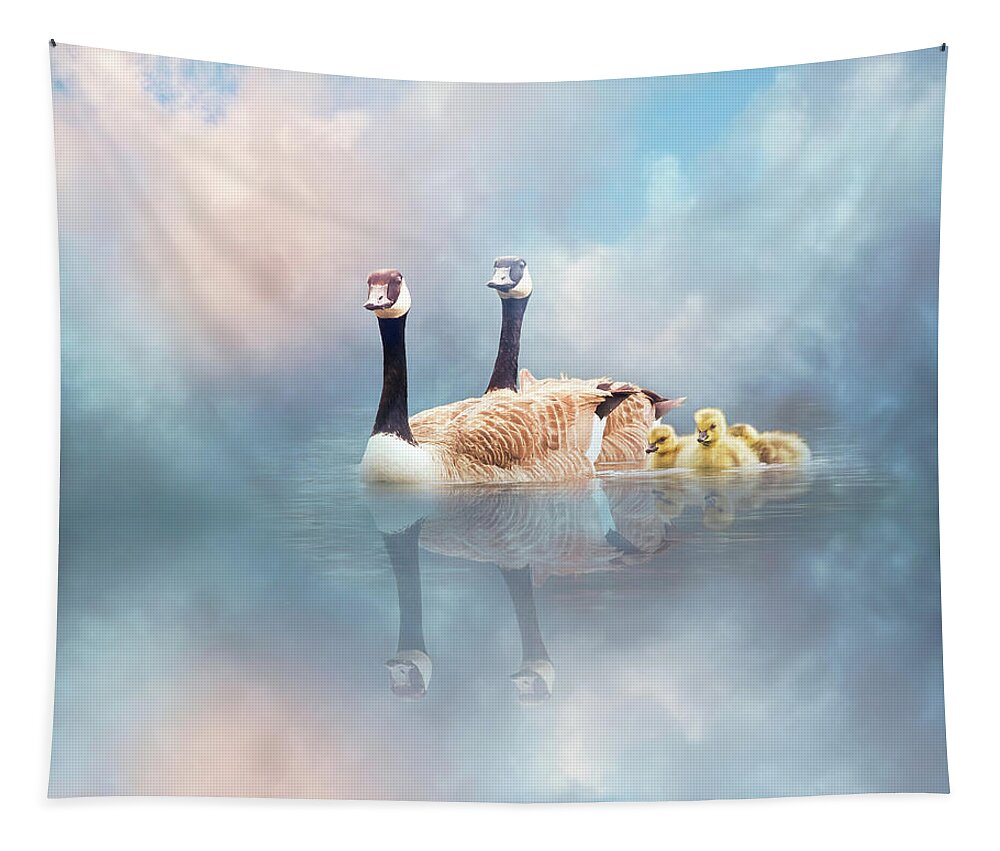 Swan Tapestry featuring the digital art Family Cruise by Nicole Wilde