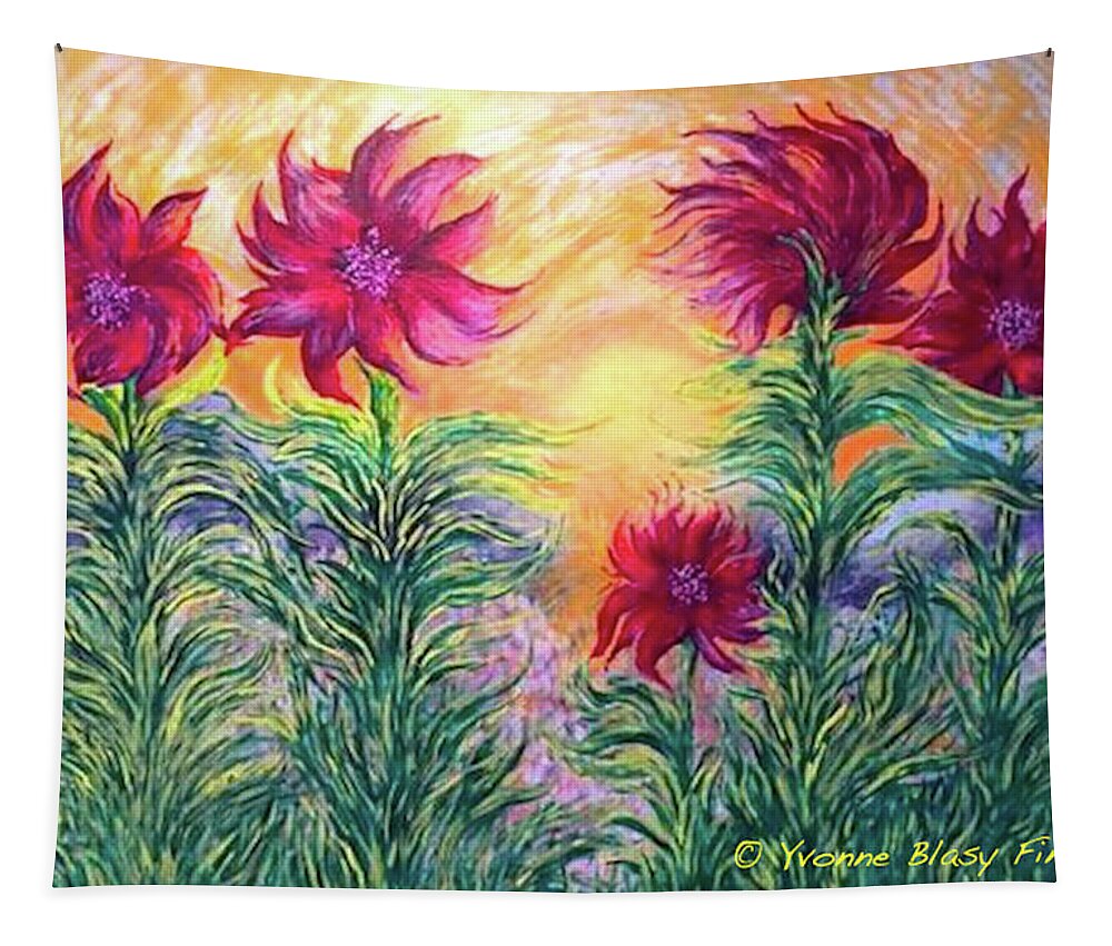 Floral Tapestry featuring the painting Family Of Flowers by Yvonne Blasy