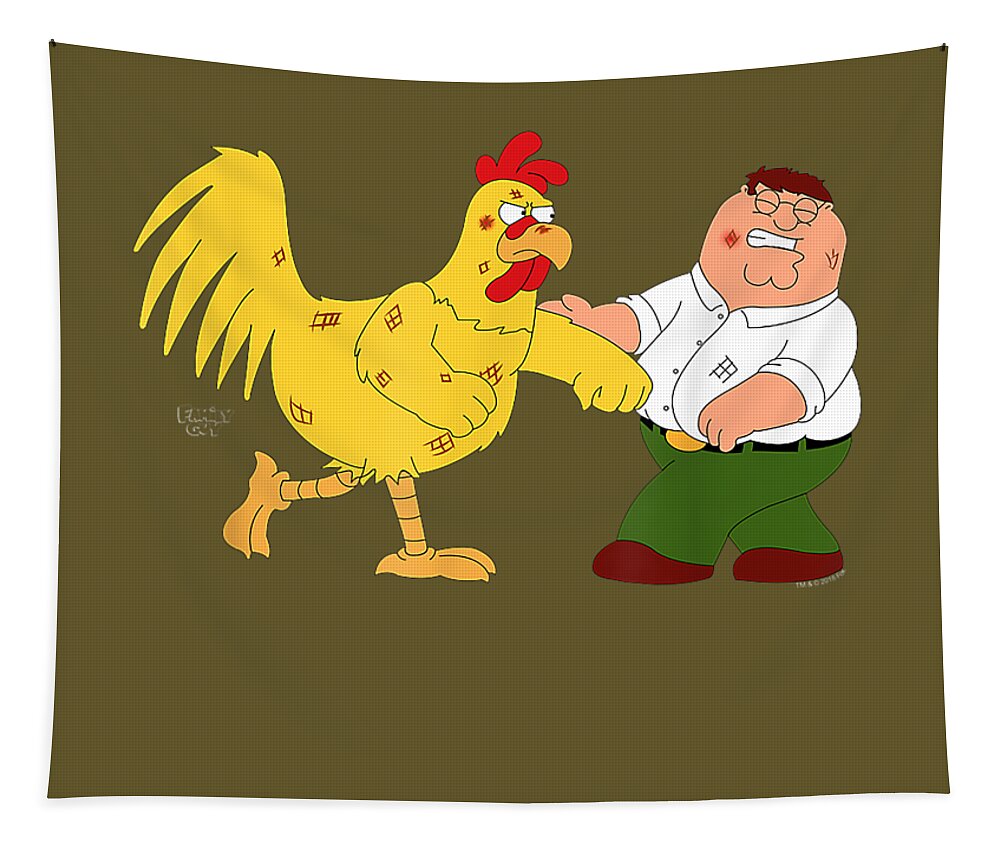 Family Guy Chicken Fight Christmas Present Birthda Tapestry featuring the digital art Family Guy Chicken Fight christmas present birthda by Dan Afton