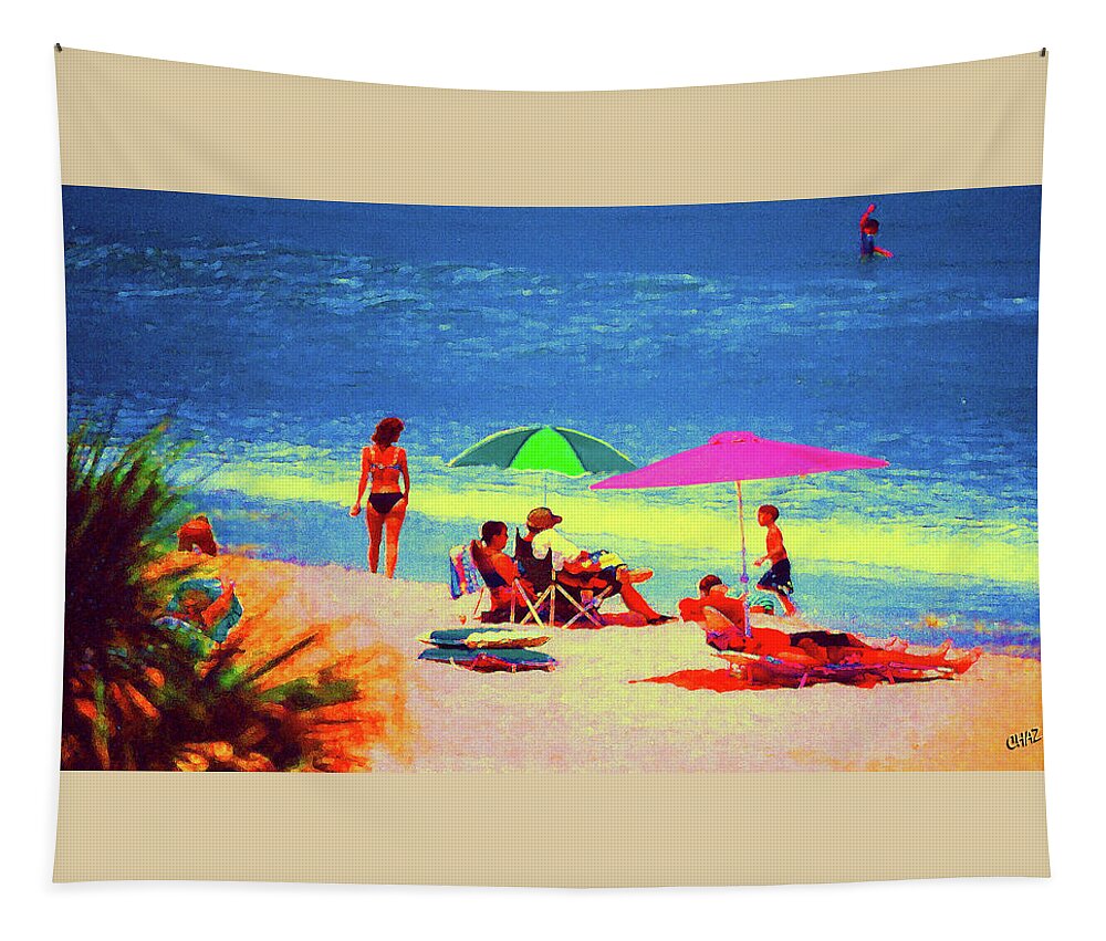 Beach Tapestry featuring the painting Family Vacation by CHAZ Daugherty