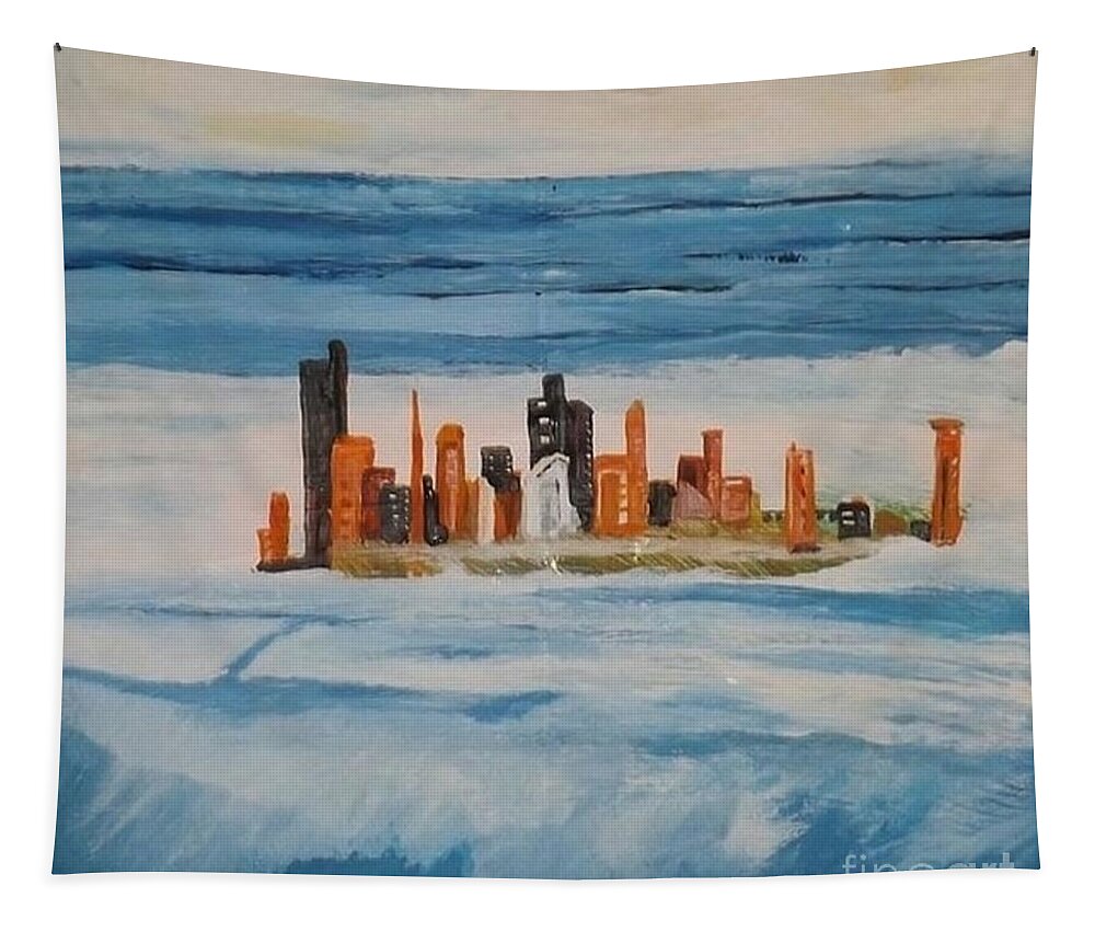 Seascape Tapestry featuring the painting Fantasy Island by Denise Morgan