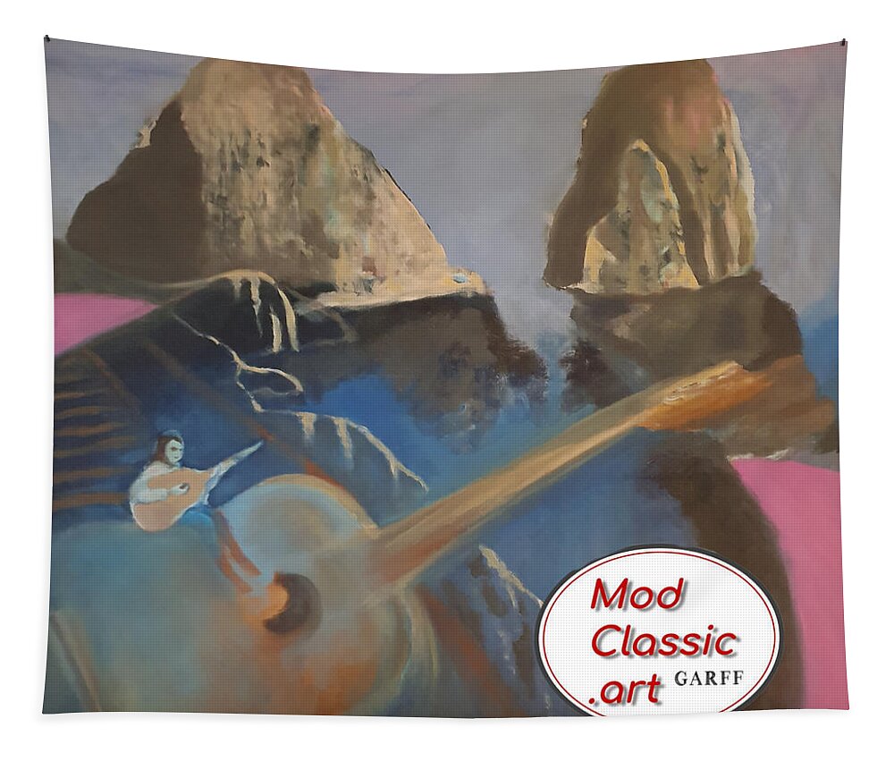 Guitars Tapestry featuring the painting Faraglioni Serenade ModClassic Art by Enrico Garff