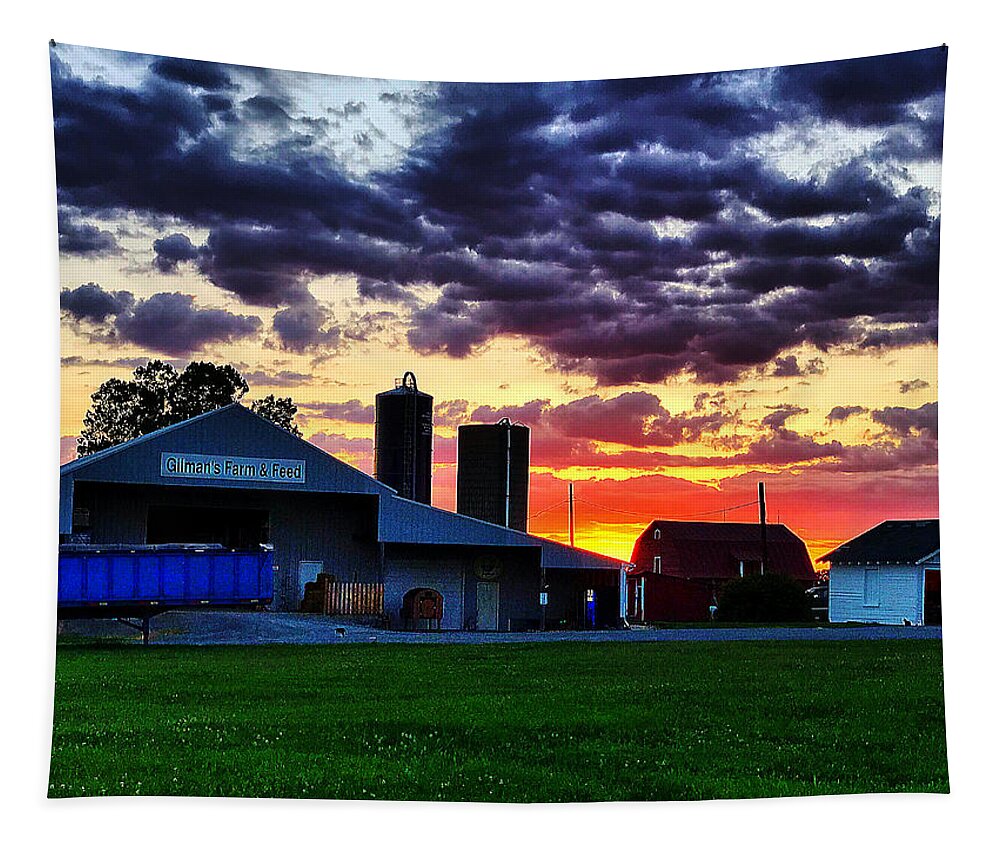  Tapestry featuring the photograph Farm sunset by Stephen Dorton