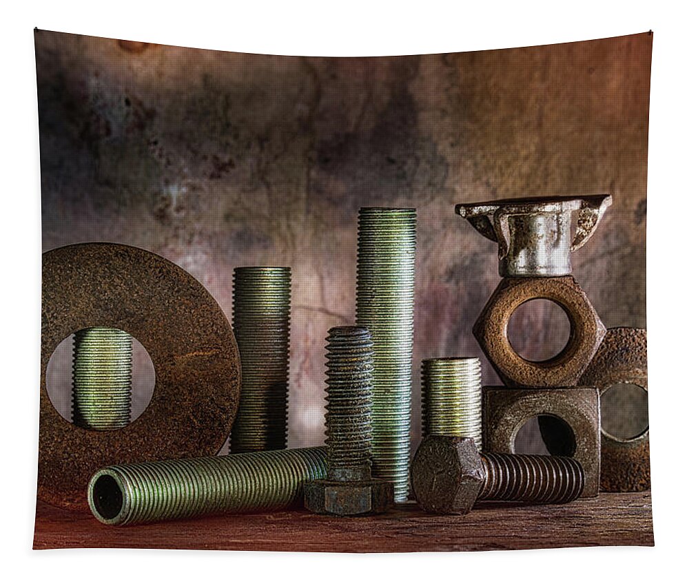 Nuts Tapestry featuring the photograph Fasteners in Still Life by Tom Mc Nemar