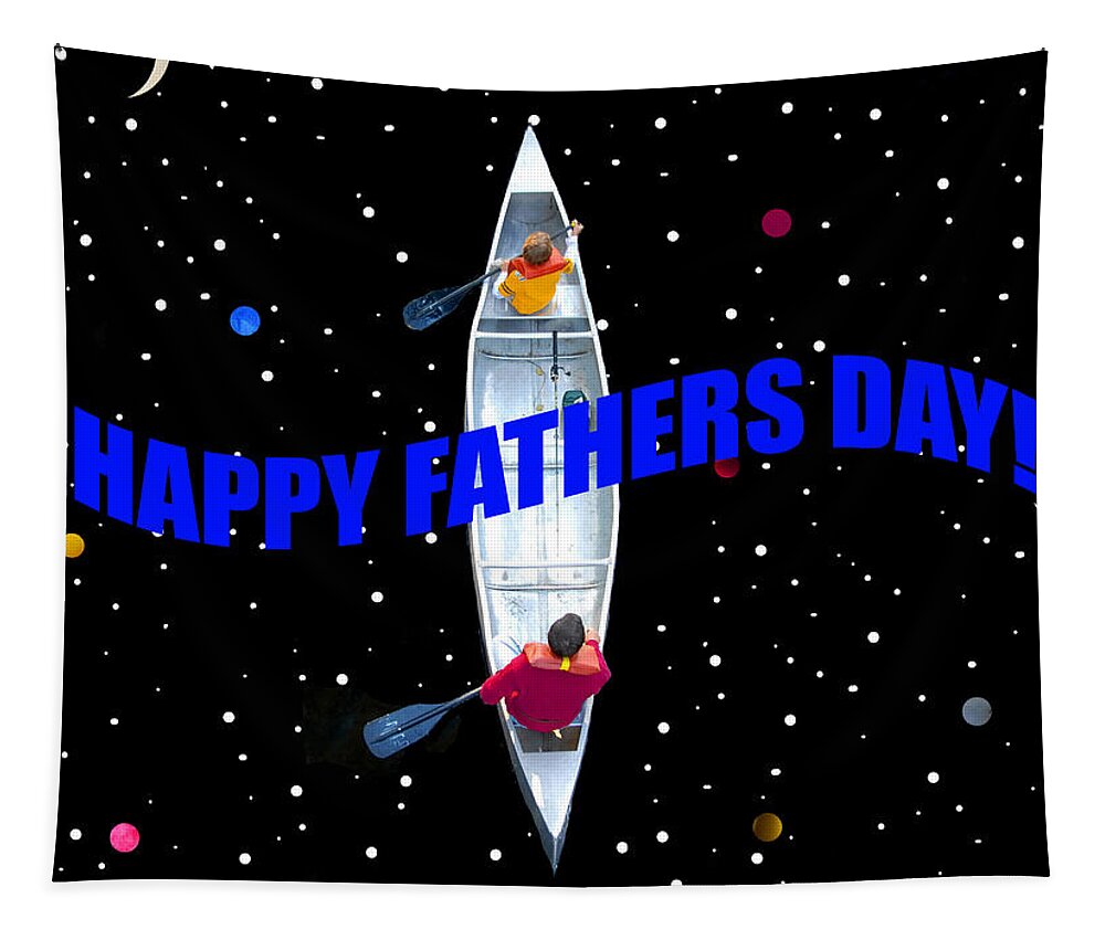 Happy Fathers Day Tapestry featuring the mixed media Father and son through time by David Lee Thompson