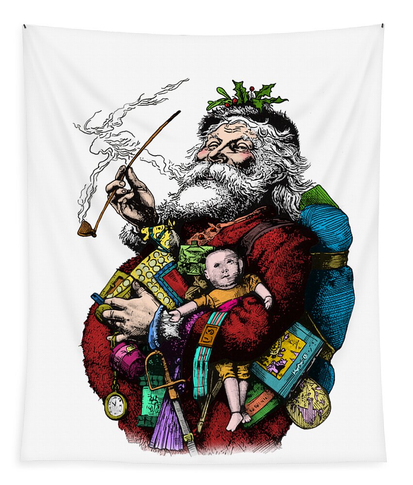Santa Tapestry featuring the digital art Father Christmas by Madame Memento