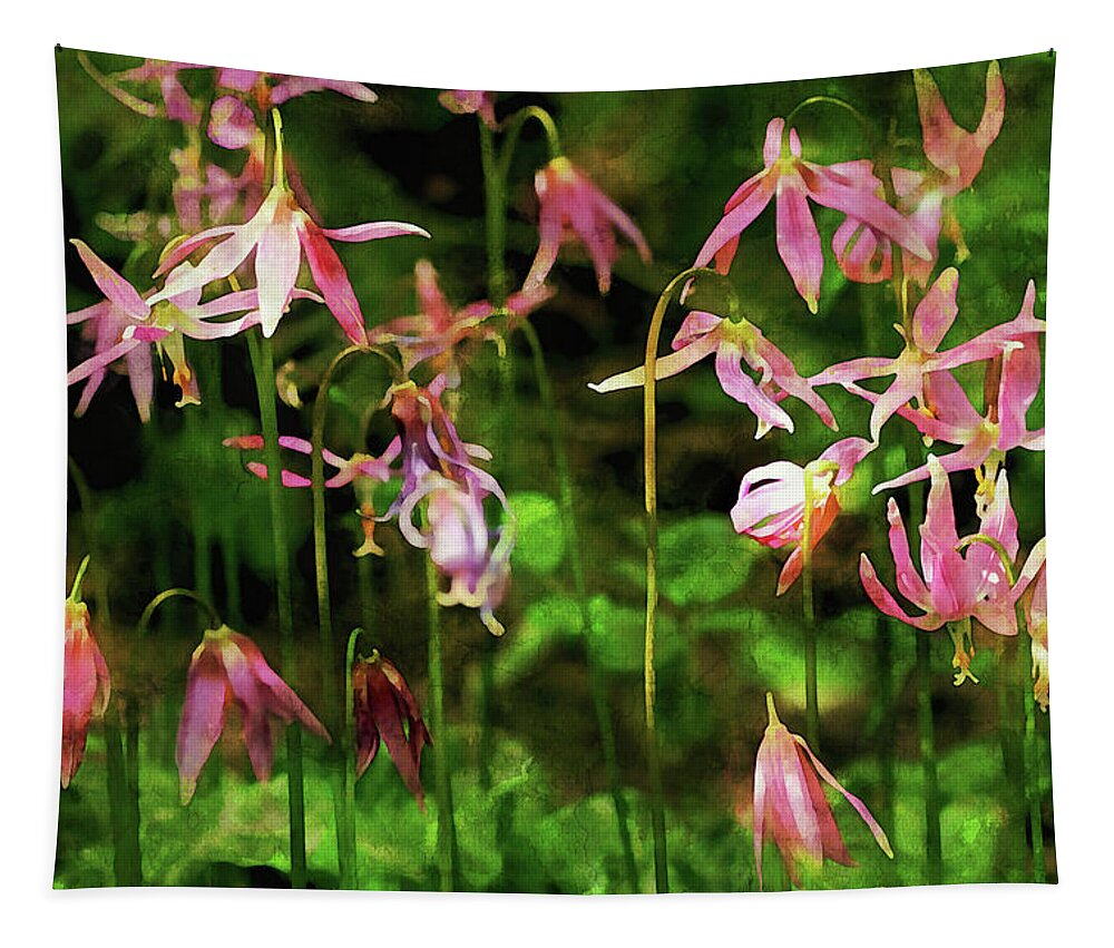 Fawn Lilies Tapestry featuring the photograph Fawn Lilies Watercolor by Peggy Collins