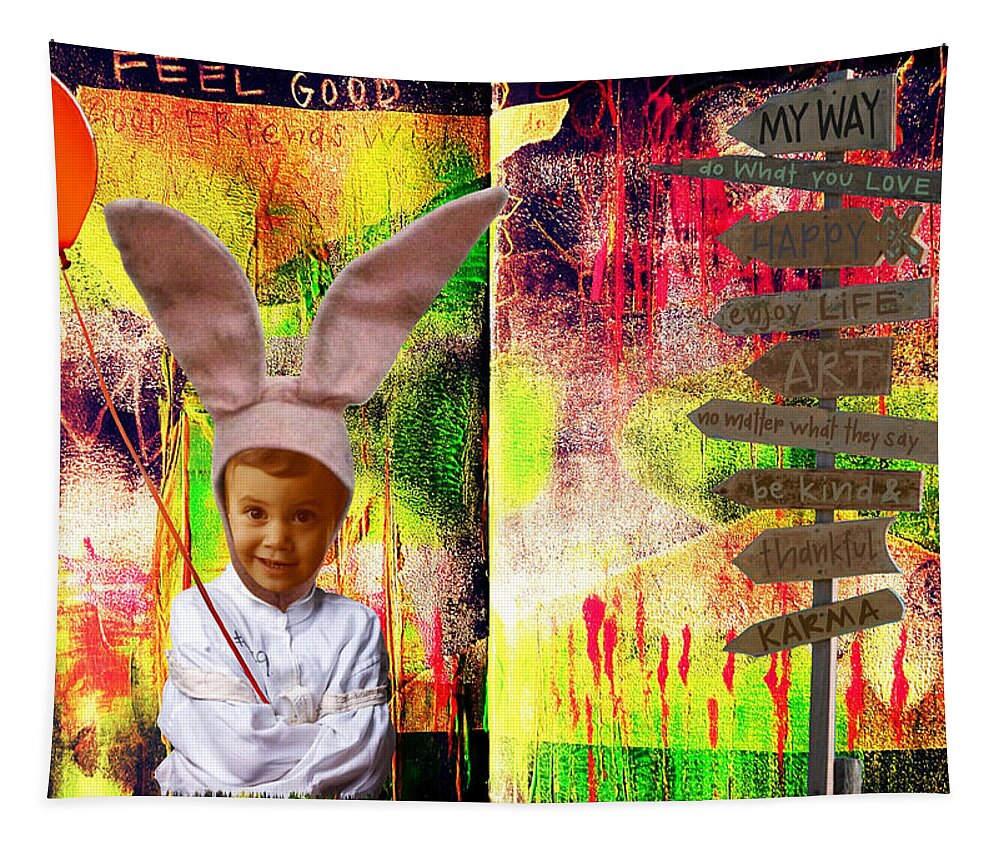 Mixedmedia Tapestry featuring the mixed media Feel Good by Tanja Leuenberger