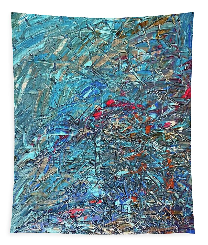 Abstract Tapestry featuring the painting Feeling The Losses Flow Codes by Anjel B Hartwell
