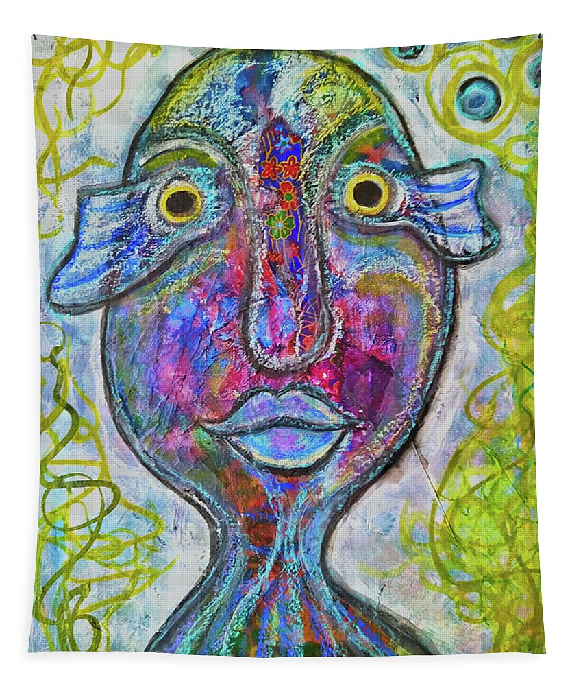 Femme Tapestry featuring the mixed media Femme Poisson by Mimulux Patricia No