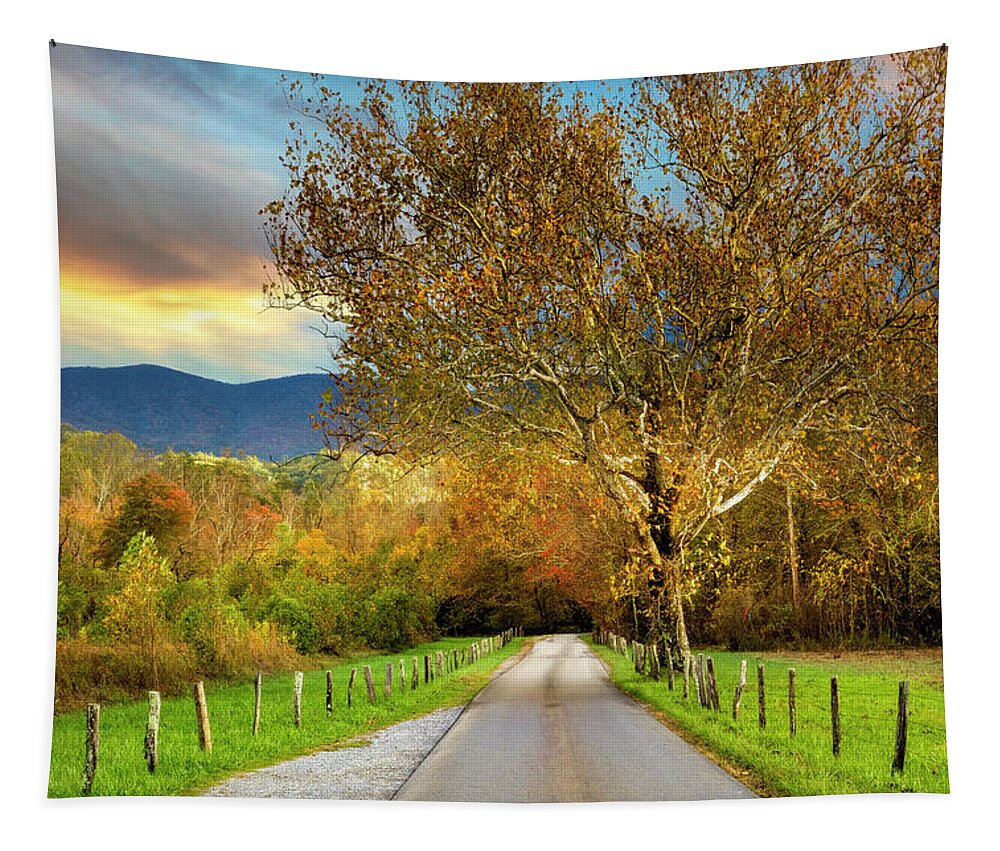 Trail Tapestry featuring the photograph Fence Along Sparks Lane at Cades Cove by Debra and Dave Vanderlaan
