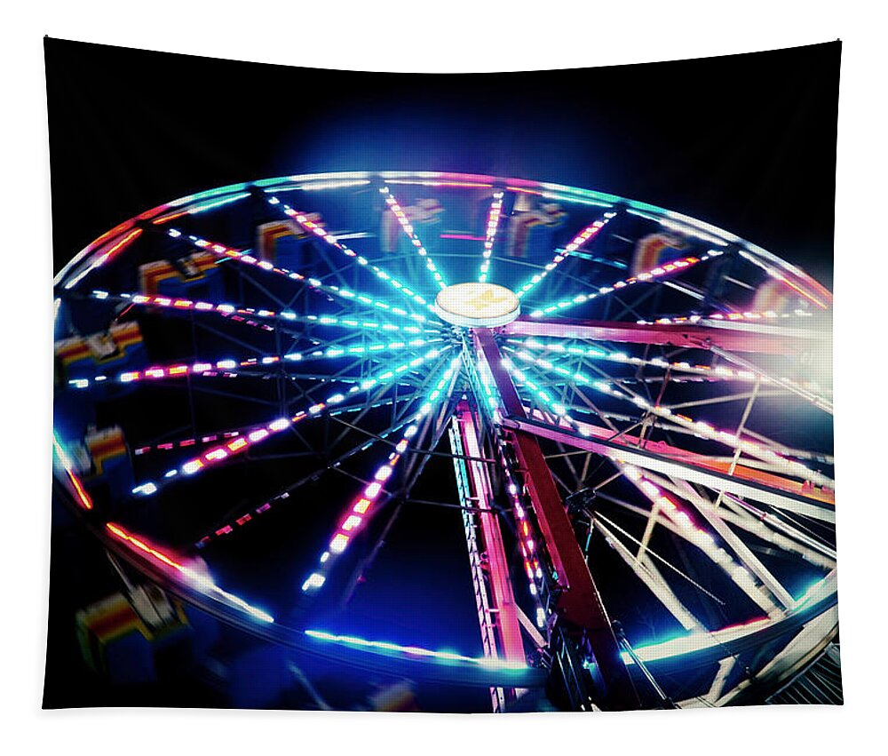 Ferris Wheel Tapestry featuring the photograph Ferris wheel of Lights by Montez Kerr