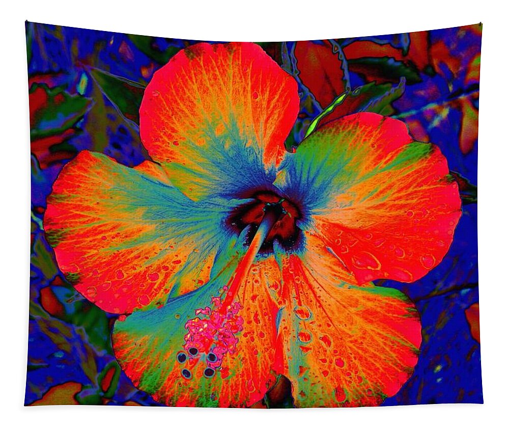 Hibiscus Tapestry featuring the digital art Festooned Hibiscus by Larry Beat