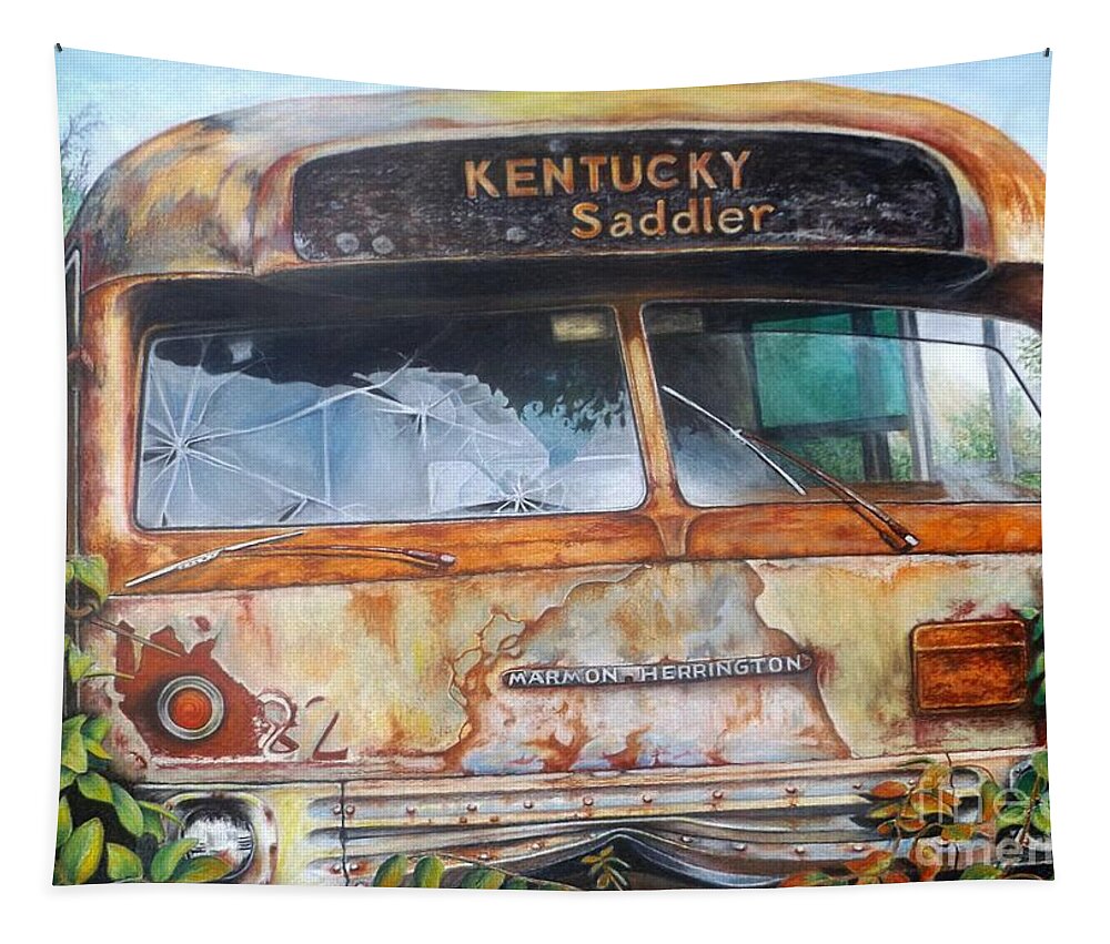 Bus Tapestry featuring the drawing Field of Broken Dreams by David Neace CPX