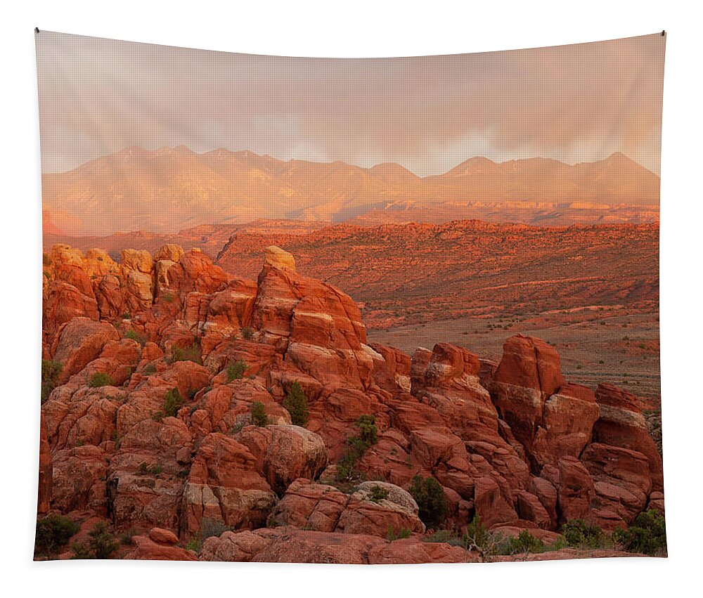 Fiery Furnace Tapestry featuring the photograph Fiery Furnace Sunset by Aaron Spong