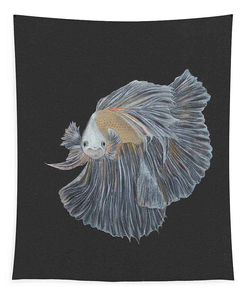 Fighting Fish Tapestry featuring the painting Fighting Fish by Bob Labno