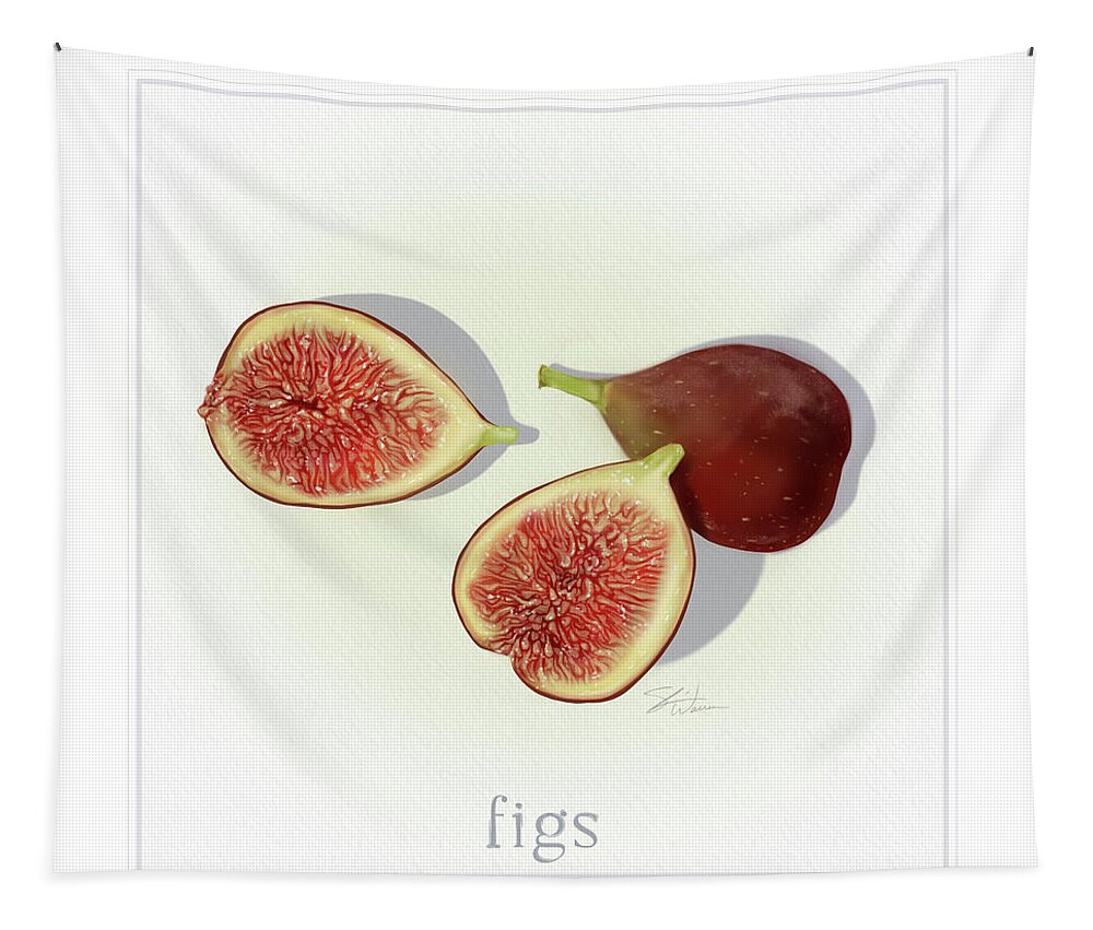 Fruit Tapestry featuring the mixed media Figs Fresh Fruits by Shari Warren