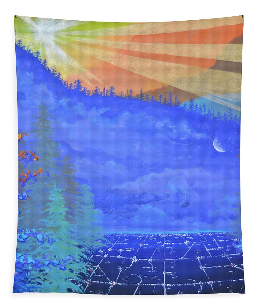 Sunrise Tapestry featuring the painting Find Your Horizon - Fragment by Ashley Wright